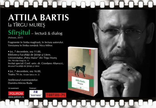 Attila BARTIS vine la Tîrgu Mureș. Lectură publică din romanul Sfârșitul